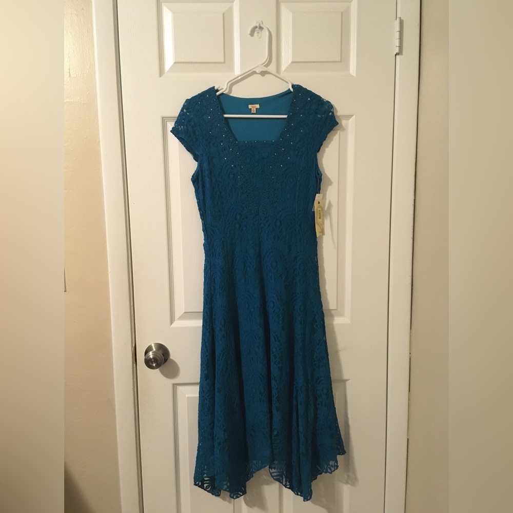 NWT Reba Sierra Sunrise Pacific Teal Lace Dress Size: S
